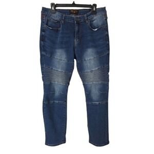 Ring of Fire‎ Moto Jeans Mens 33x30 Straight Leg Double Knee Biker Grunge